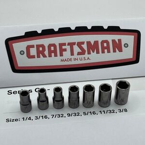 Craftsman G1 7pc SAE 1/4 Drive 6-Point Socket Set Made in USA 43490-43497
